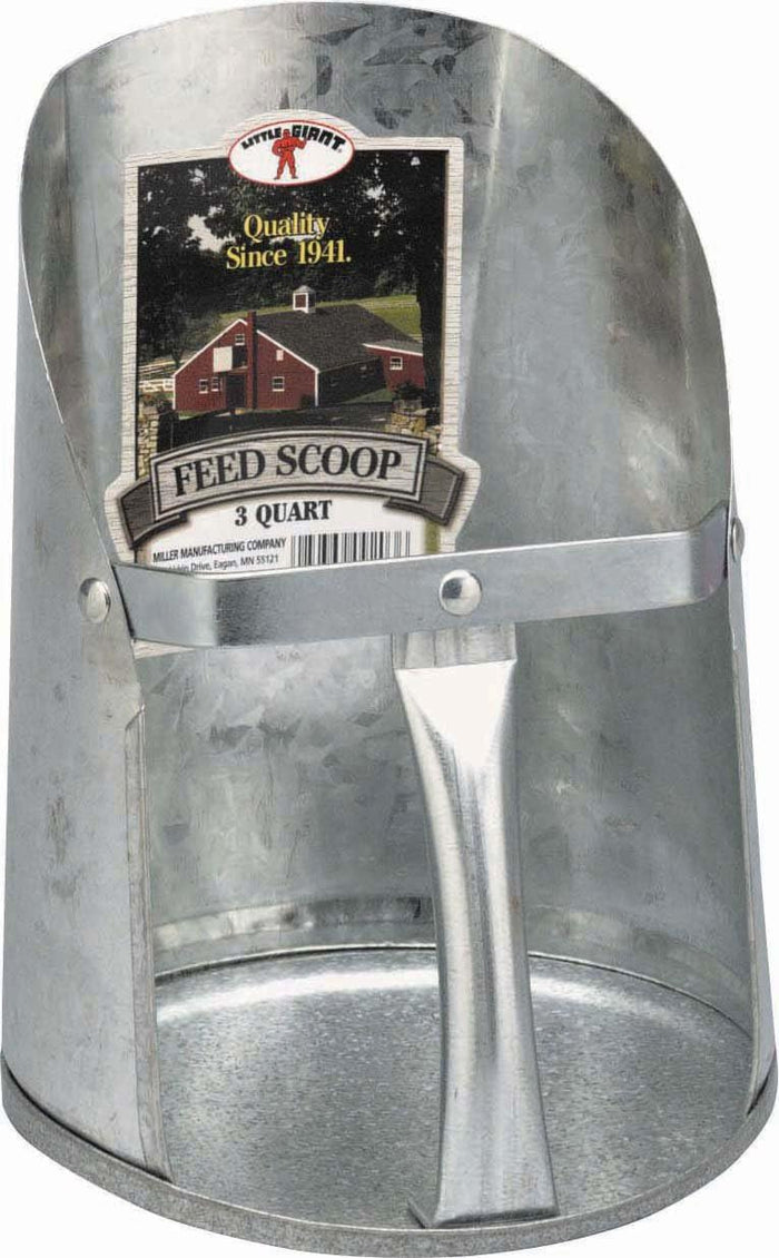 Little Giant Galvanized Steel Feed Scoop 3 Quart Livestock Metal Farm Feed Scoop