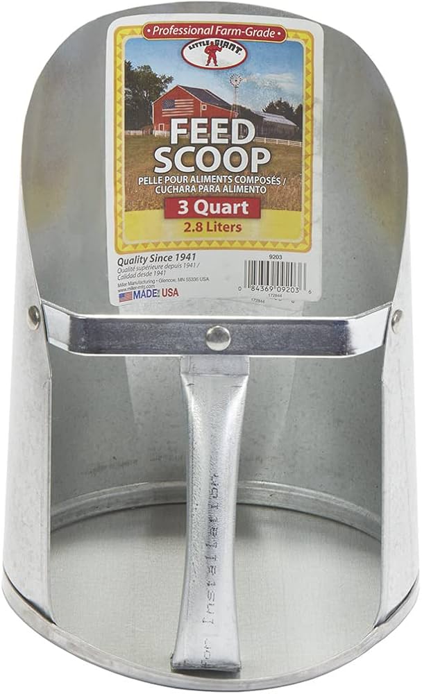 Little Giant Galvanized Steel Feed Scoop 3 Quart Livestock Metal Farm Feed Scoop