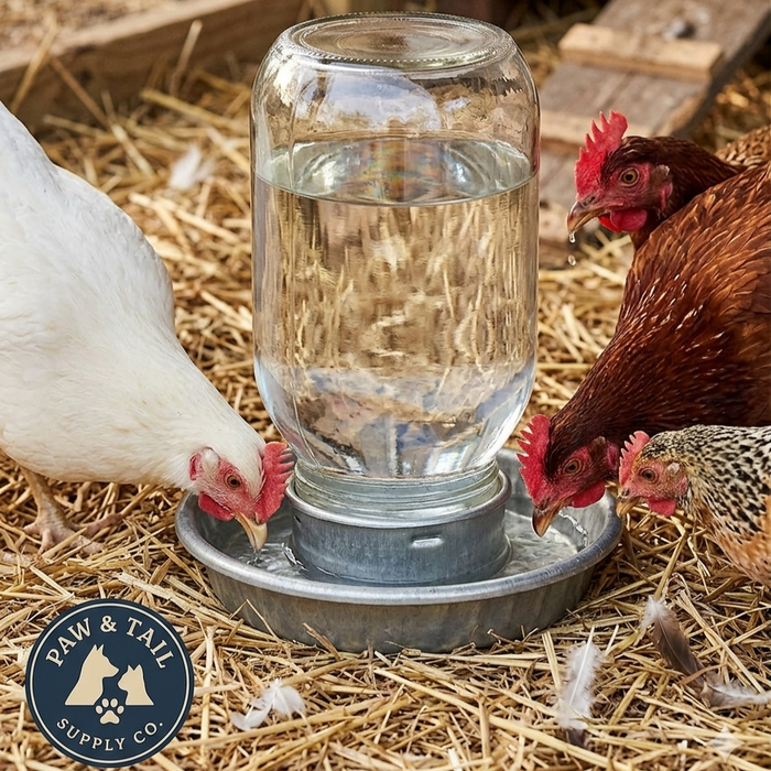 Little Giant Glass Mason Jar Baby Chick Waterer 1 Quart Gravity Feed Poultry Waterer 2-Pack