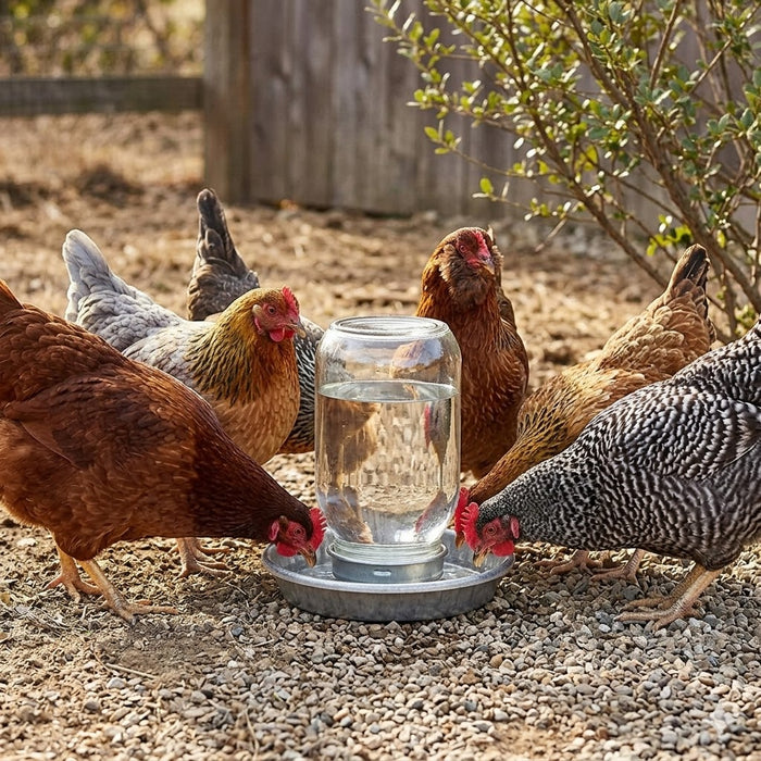 Little Giant Glass Mason Jar Baby Chick Waterer 1 Quart Gravity Feed Poultry Waterer 2-Pack