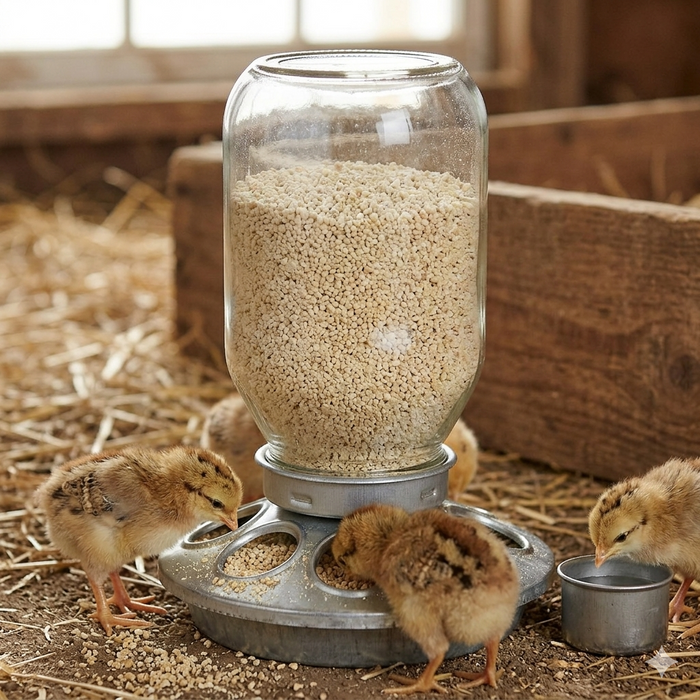 Little Giant Mason Jar Baby Chick Feeder 1 Quart Poultry Galvanized Steel Base
