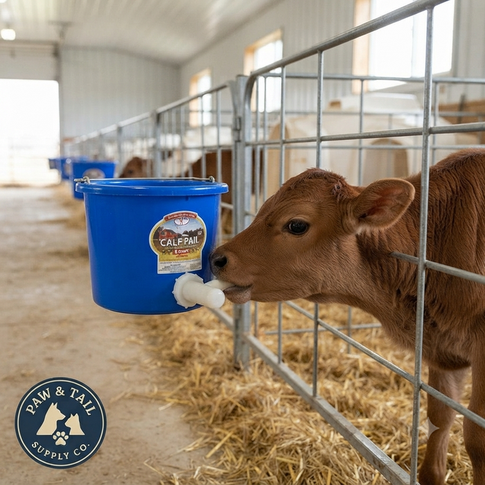 Little Giant Plastic Calf Nursing Pail with Rubber Nipple Livestock 8 Quart