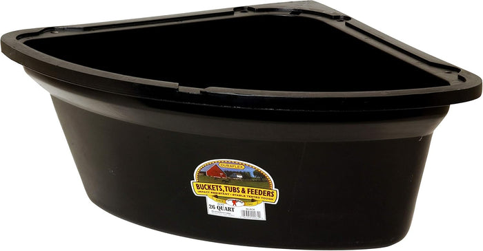 Little Giant Plastic Corner Feeder 26 Quart Space-Saving Livestock Feed, Black