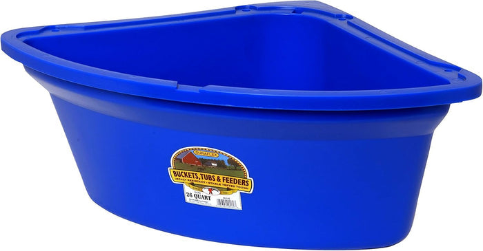 Little Giant Plastic Corner Feeder 26 Quart Space-Saving Livestock Feed, Blue