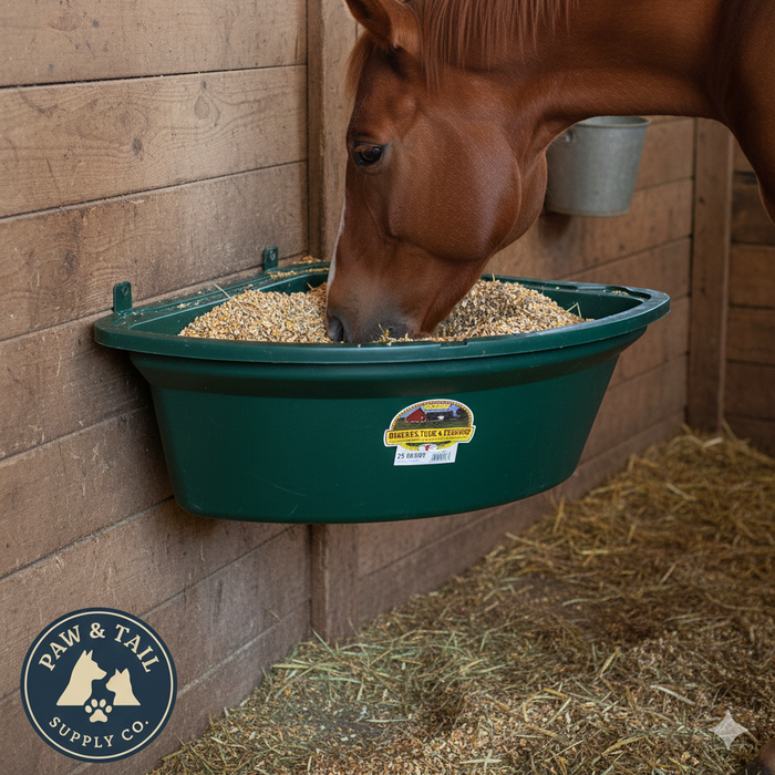 Little Giant Plastic Corner Feeder 26 Quart Space-Saving Livestock Feed, Green