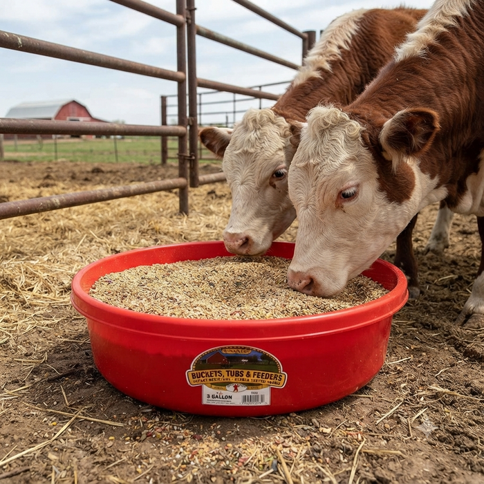 Little Giant Plastic Utility Pan Livestock Feed Bucket 3 Gallon