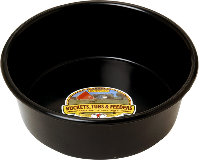 Little Giant Plastic Utility Pan Livestock Feeding Bucket 5 Quart, Black