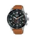 Lorus Black sunray dial leather strap watch for man RT309HX9