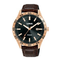 Lorus Black sunray dial stainless steel watch for men RH954QX9