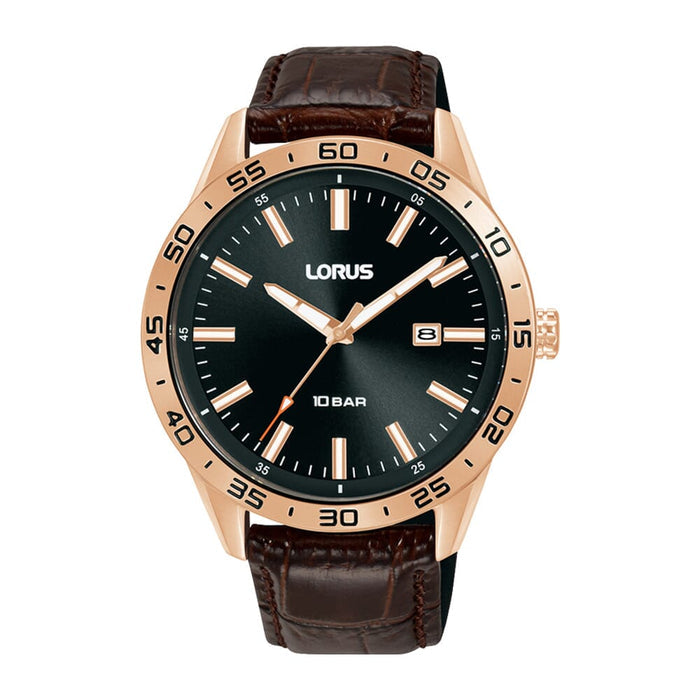 Lorus Black sunray dial stainless steel watch for men RH954QX9
