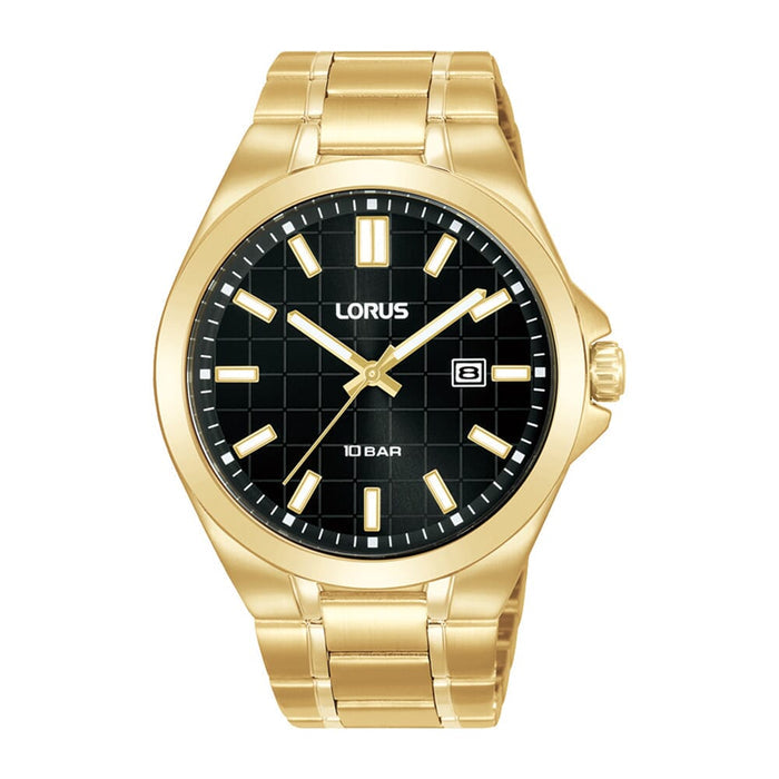 Lorus Black sunray dial stainless steel watch for men RH962QX9