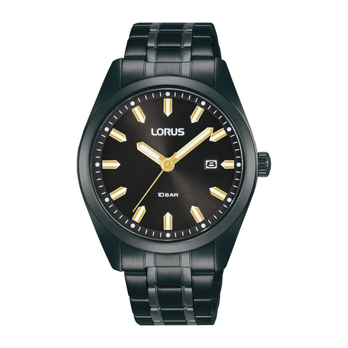 Lorus Black sunray dial stainless steel watch for men RH983PX9