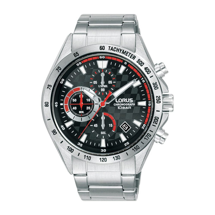 Lorus Black sunray dial stainless steel watch for men RM309JX9