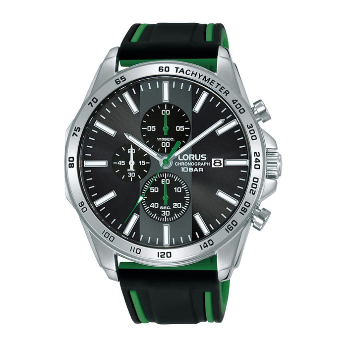 Lorus Black sunray dial stainless steel watch for men RM349GX9