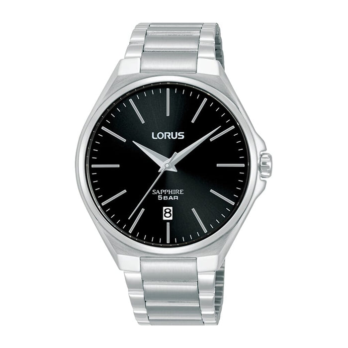Lorus Black sunray dial stainless steel watch for men RS945DX9