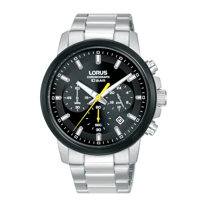Lorus Black sunray dial stainless steel watch for men RT325KX9