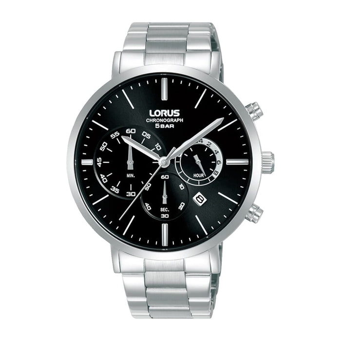 Lorus Black sunray dial stainless steel watch for men RT343KX9