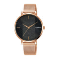 Lorus Black sunray dial stainless steel watch for women RG210SX9
