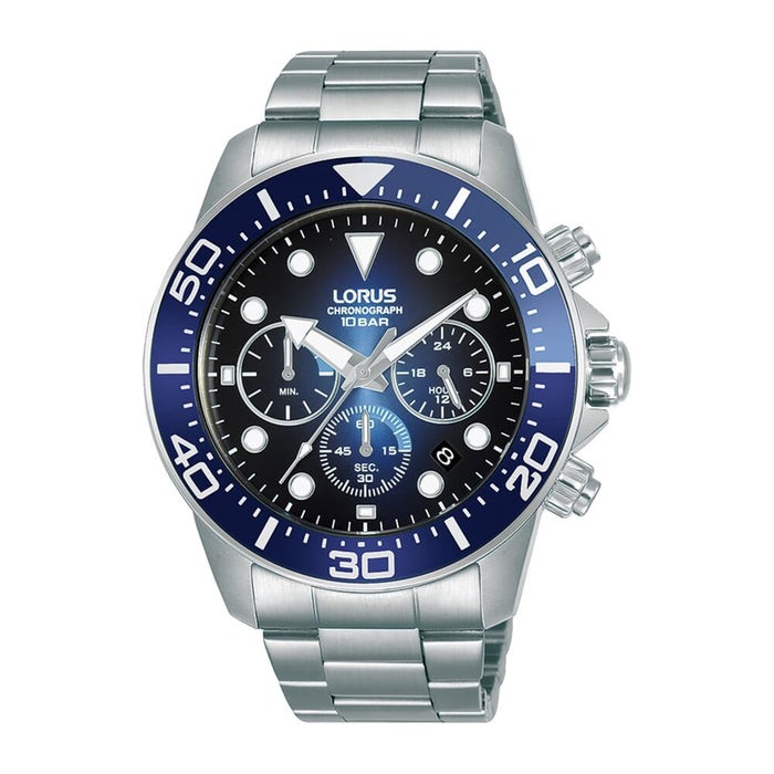 Lorus Blue gradation sunray dial stainless steel watch for men RT343JX9