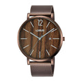 Lorus Brown wood dial stainless steel watch for men RH993MX9