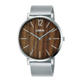 Lorus Brown wood dial stainless steel watch for men RH995MX9