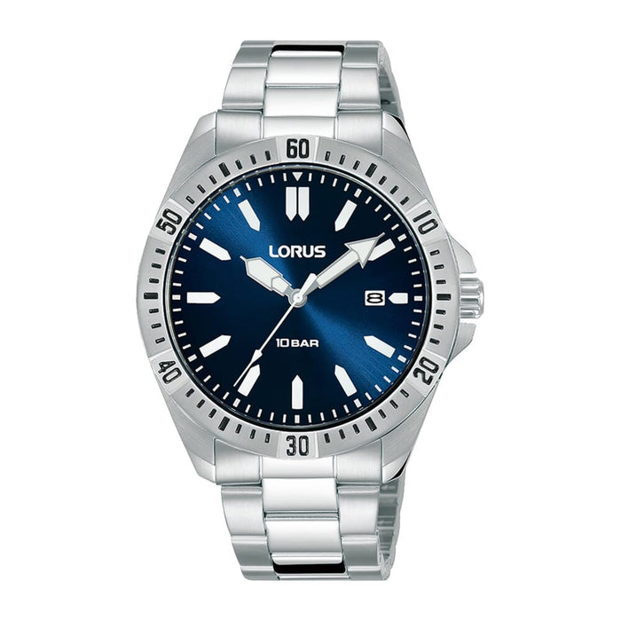 Lorus  Dark blue sunray dial stainless steel watch for men RH939MX9