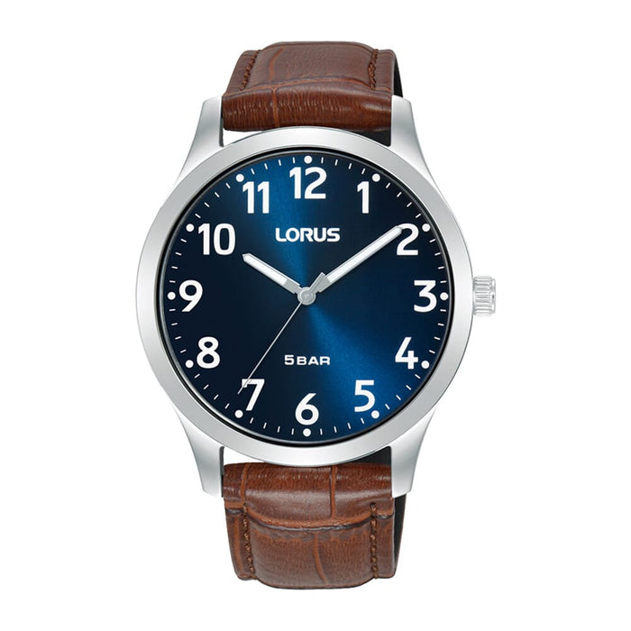 Lorus  Dark blue sunray dial stainless steel watch for men RRX05JX9