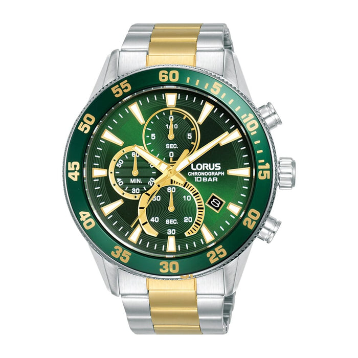Lorus dark green dial stainless steel watch for men RM327JX9