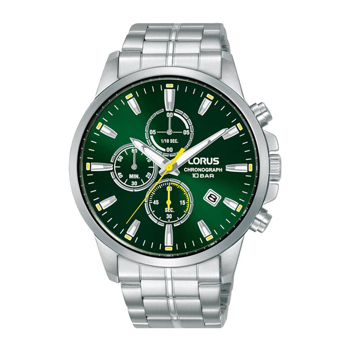 Lorus dark green dial stainless steel watch for men RM381HX9