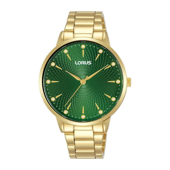 Lorus Dark green sunray dial stainless steel watch for women RG226TX9