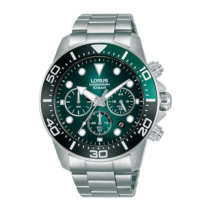 Lorus Green gradation sunray dial stainless steel watch for men RT341JX9