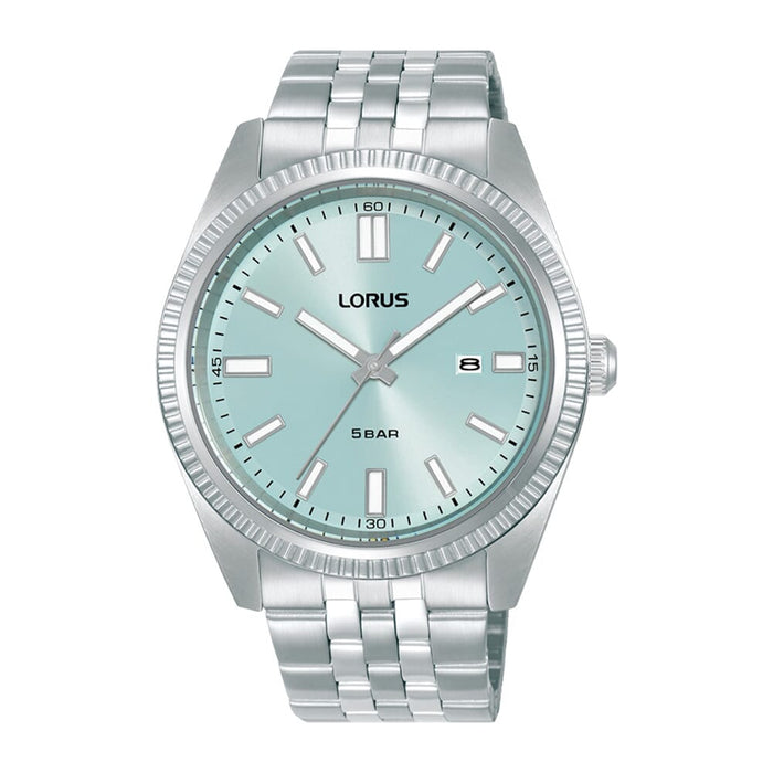 Lorus Light blue sunray dial stainless steel watch for men RH969QX9