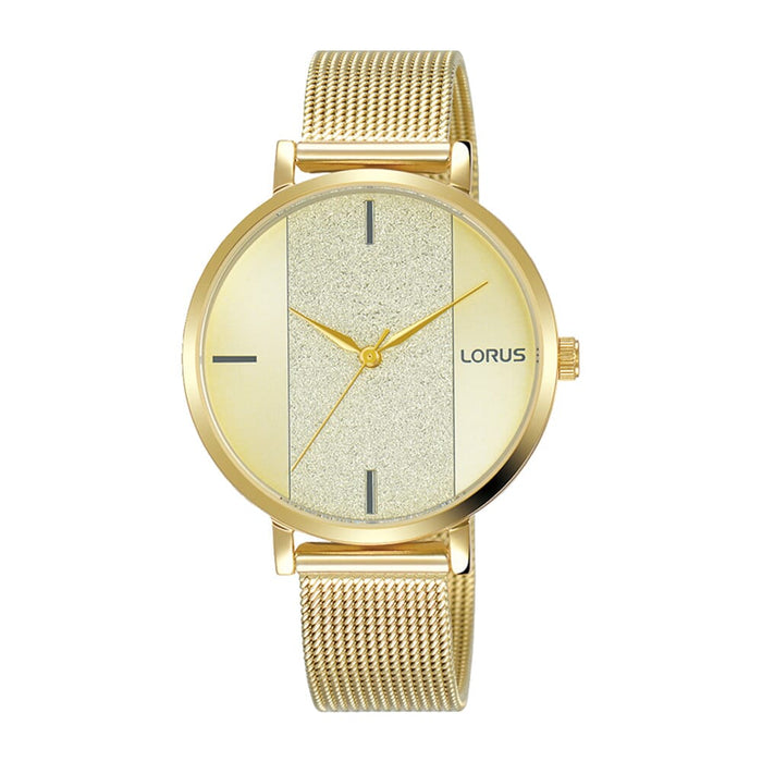 Lorus Light champagne sunray dial stainless steel watch for women RG212SX9