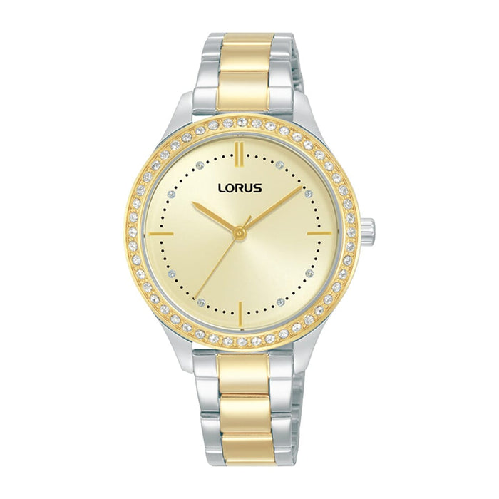 Lorus Light champagne sunray dial stainless steel watch for women RG226XX9