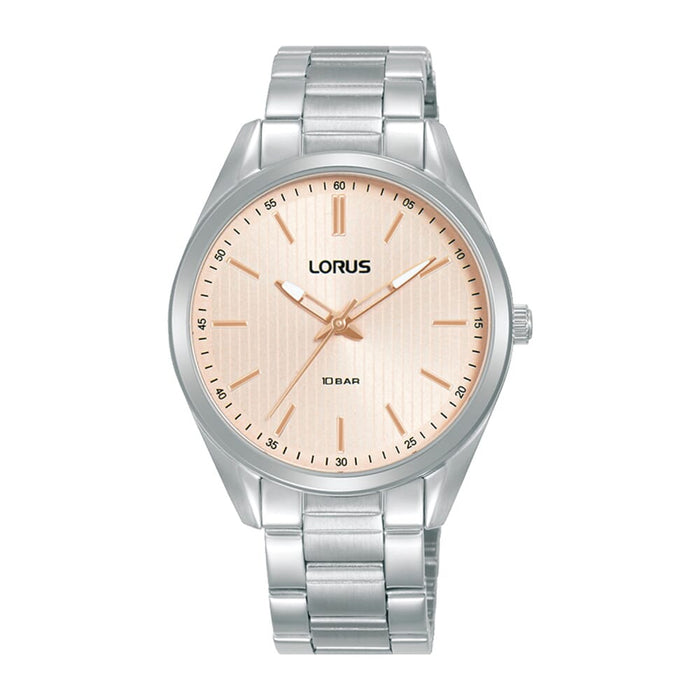 Lorus Light pink gold sunray dial stainless steel watch for women RG213WX9