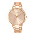 Lorus light Pink gold sunray dial stainless steel watch for women RG224TX9