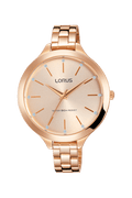 Lorus Light pink gold sunray dial stainless steel watch for Women RG296KX9