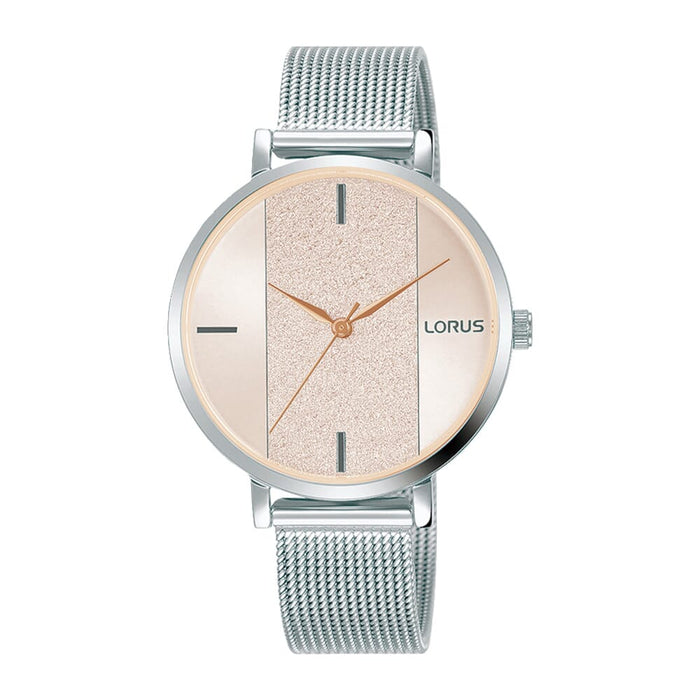 Lorus Milky pink sunray dial stainless steel watch for women RG213SX9