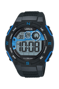 Lorus R2317LX9 - Men's, Digital, 100m Water Resistant, Calender, Chronograph, Black and Blue Color