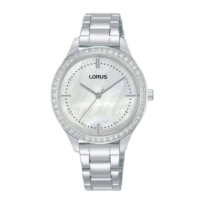 Lorus White MOP dial stainless steel watch for women RG225XX9