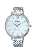 Lorus White mother of pearl dial stainless steel strap watch for women RG275LX9
