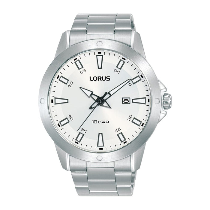 Lorus White sunray dial stainless steel watch for men RH961PX9