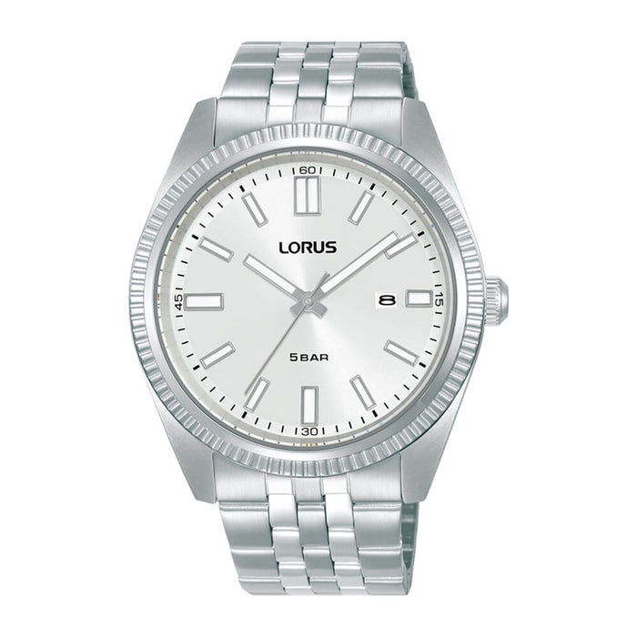 Lorus White sunray dial stainless steel watch for men RH971QX9