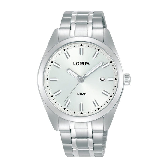 Lorus White sunray dial stainless steel watch for men RH977PX9