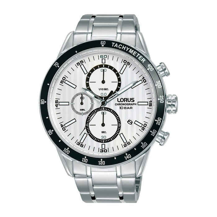 Lorus White sunray dial stainless steel watch for men RM331GX9