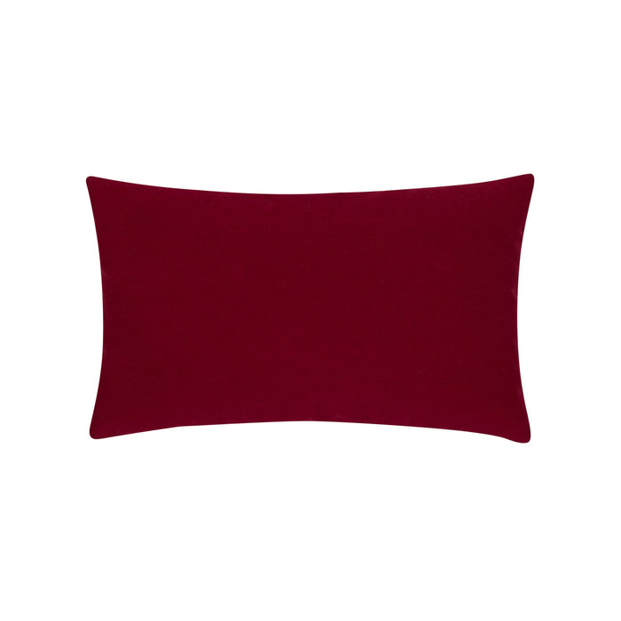 Red solid velvet pillow lumbar size for earthy patio decor