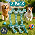 Mammoth Pet Extra Fresh 2 Knot Rope Bone 9" Mint Dental Floss Dog Toy 3-Pack