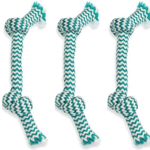 Mammoth Pet Extra Fresh 2 Knot Rope Bone 9" Mint Dental Floss Dog Toy 3-Pack