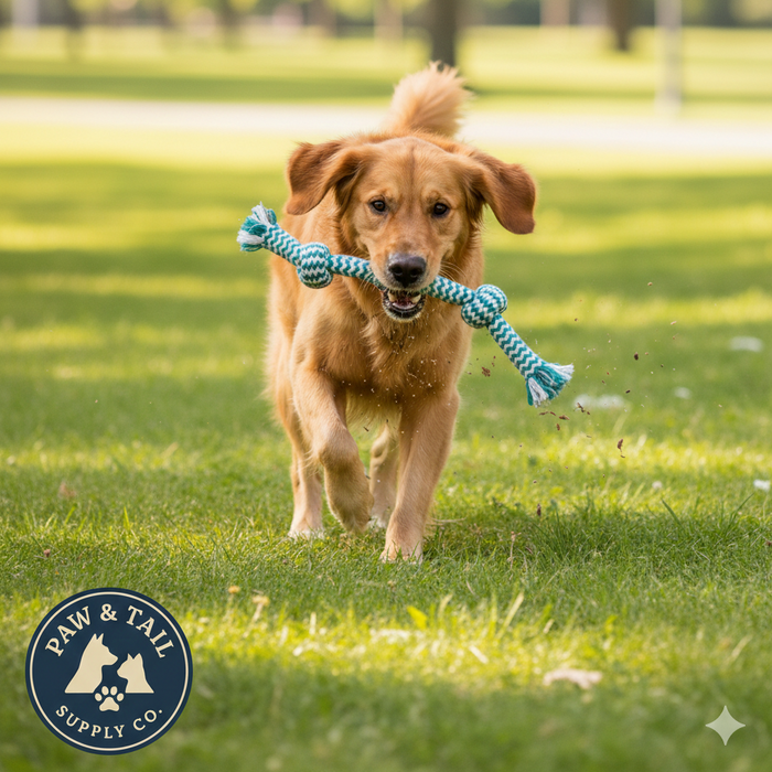 Mammoth Pet Extra Fresh 2 Knot Rope Bone 9" Mint Dental Floss Dog Toy 3-Pack