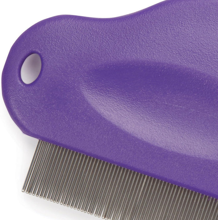 Master Grooming Tools Contoured Grip Flea Comb for Dogs & Cats, Purple